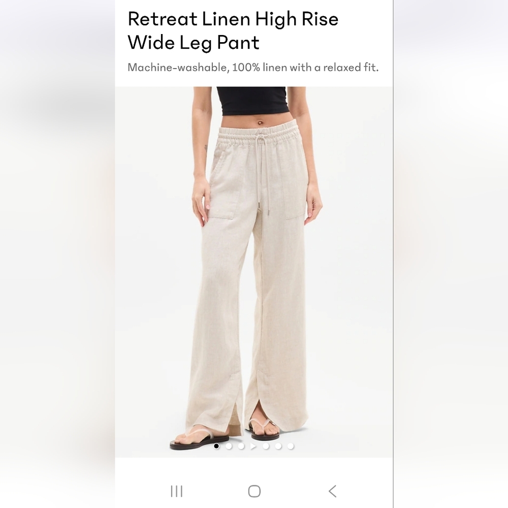 Athleta Natural Linen Wide-Leg Drawstring Pants
